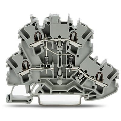 WAGO 2002-2214/1000-490 TOPJOB S Series Double Level Terminal Block Grey, 2.5mm², 2-Level, Push-in