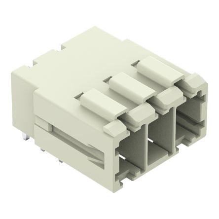 WAGO 831 Series Angled PCB PCB Header, 3 Contact(s), 7.62 mm Pitch, 1 Row, Shrouded