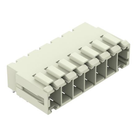 WAGO 831 Series Angled PCB PCB Header, 7 Contact(s), 7.62 mm Pitch, 1 Row, Shrouded