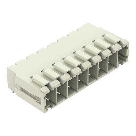 WAGO 831 Series Angled PCB PCB Header, 8 Contact(s), 7.62 mm Pitch, 1 Row, Shrouded