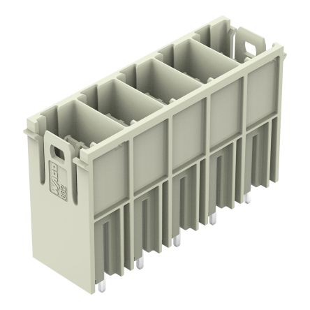 WAGO 832 Series Straight PCB PCB Header, 5 Contact(s), 10.16 mm Pitch, 1 Row, Shrouded