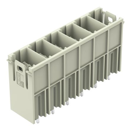 WAGO 832 Series Straight PCB PCB Header, 6 Contact(s), 10.16 mm Pitch, 1 Row, Shrouded