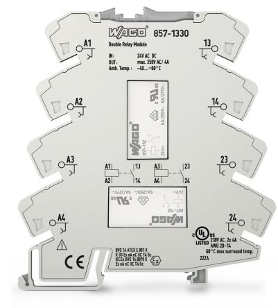 WAGO DIN Rail Relay, 24V Coil, 10mA Switching Current