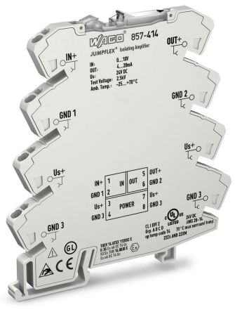 WAGO 857 Series Signal Conditioner, Voltage Input, Current Output, 24V dc Supply, IECEx, ATEX