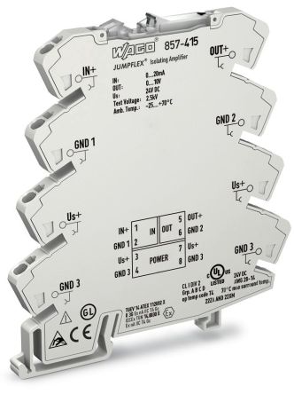 WAGO 857 Series Signal Conditioner, Current Input, Voltage Output, 24V dc Supply, IECEx, ATEX