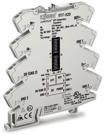 WAGO 857 Series Signal Conditioner, Temperature Input, Current/Voltage Output, 24V dc Supply, ATEX, IECEx