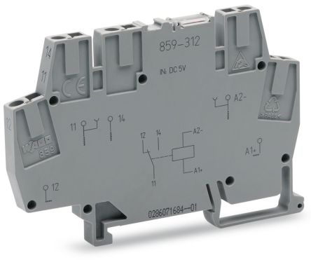 WAGO 859 Series Relay Module, DIN Rail, 24V dc Coil, SPDT, 10mA