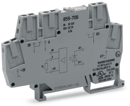 WAGO 859-706 859 Series Optocoupler Terminal Block Grey, 2.5mm², Cage Clamp
