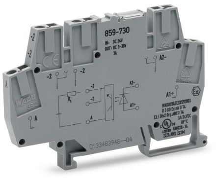 WAGO 859-730 859 Series Optocoupler Terminal Block Grey, 2.5mm², Cage Clamp
