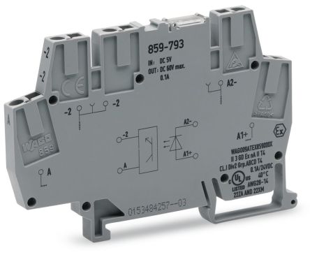 WAGO 859-793 859 Series Optocoupler Terminal Block Grey, 2.5mm², Cage Clamp
