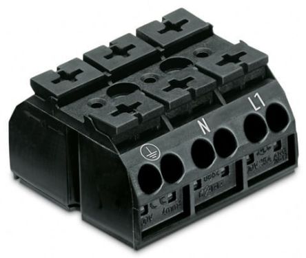 WAGO 862 Series Terminal Strip, 3-Way, 12AWG, 20 AWG Wire, 32A Cage Clamp