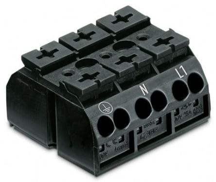WAGO 862 Series Terminal Strip, 3-Way, 12AWG, 20 AWG Wire, 28A Cage Clamp