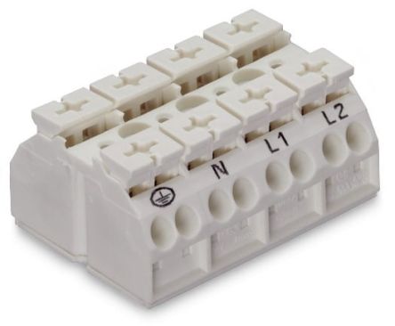 WAGO 862 Series Terminal Strip, 4-Way, 12AWG, 20 AWG Wire, 28A Cage Clamp