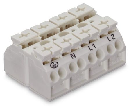 WAGO 862 Series Terminal Strip, 4-Way, 12AWG, 20 AWG Wire, 32A Cage Clamp