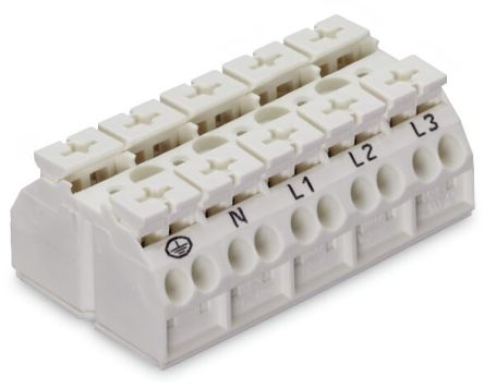 WAGO 862 Series Terminal Strip, 5-Way, 12AWG, 20 AWG Wire, 32A Cage Clamp