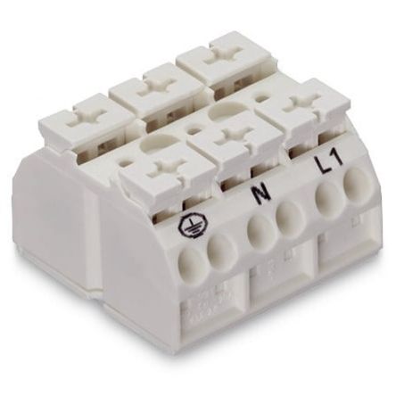 WAGO 862 Series Terminal Strip, 3-Way, 12AWG, 20 AWG Wire, 32A Cage Clamp