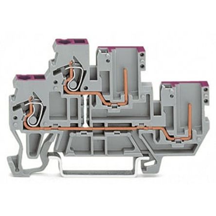 WAGO 870-108 870 Series Carrier Terminal Block Grey, 2.5mm², 2-Level, Cage Clamp