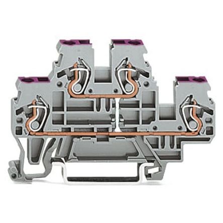 WAGO 870-508 870 Series Terminal Block Grey, 2.5mm², 2-Level, Cage Clamp