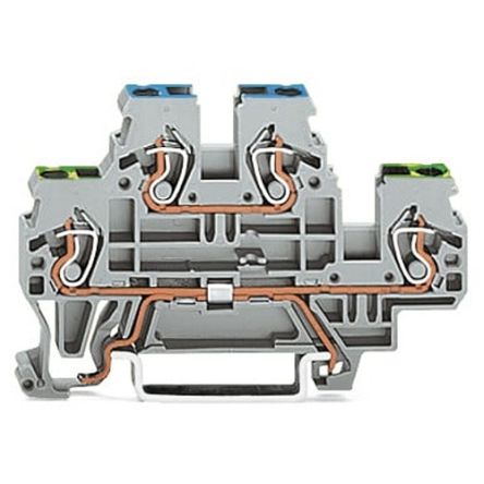 WAGO 870-517 870 Series Terminal Block Grey, 2.5mm², 2-Level, Cage Clamp