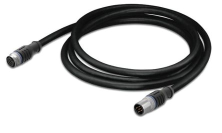 WAGO Female 4 way M12, Straight to Male 4 way M12, Straight Actuator/Sensor Cable, 2 m