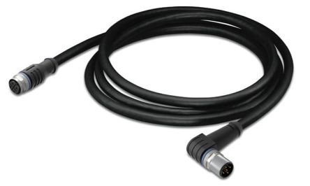 WAGO Female 5 way M12, Straight to Male 5 way M12 Plug Actuator/Sensor Cable, 2 m