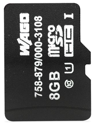 WAGO 8 GB Industrial Grade MicroSD SD Card, 48 Mb/s Read, 45 Mb/s Write