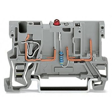 WAGO 769-239/281-413 769 Series Carrier Terminal Block Grey, 4mm², 1-Level, Cage Clamp, CSA