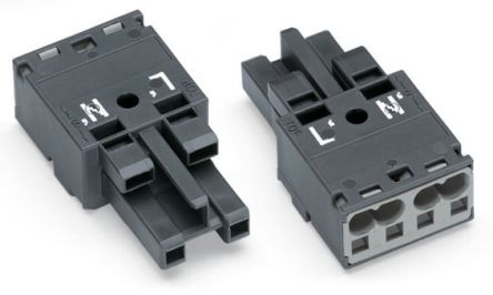 WAGO 770 Series Cable Socket Female Cage Clamp, 2-Pole, 25A, 2-Way, IP20