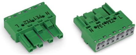 WAGO 770 Series Cable Socket Female Cage Clamp, 4-Pole, 32A, 2-Way, IP20