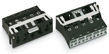 WAGO 770 Series Snap-in Plug Male Cage Clamp, 5-Pole, 25A, 3-Way, IP20