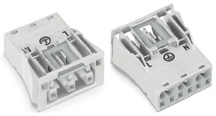 WAGO 770 Series Snap-in Socket Female Cage Clamp, 3-Pole, 25A, 3-Way, IP20
