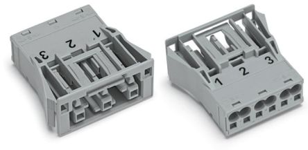 WAGO 770 Series Snap-in Socket Female Cage Clamp, 3-Pole, 25A, 3-Way, IP20