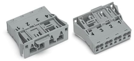 WAGO 770 Series Snap-in Plug Male Cage Clamp, 4-Pole, 25A, 4-Way, IP20