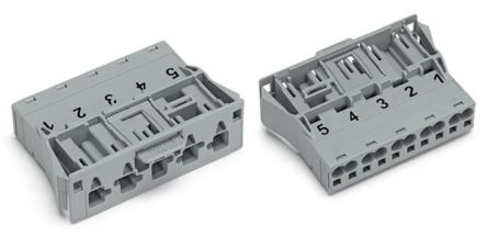WAGO 770 Series Snap-in Plug Male Cage Clamp, 5-Pole, 25A, 5-Way, IP20