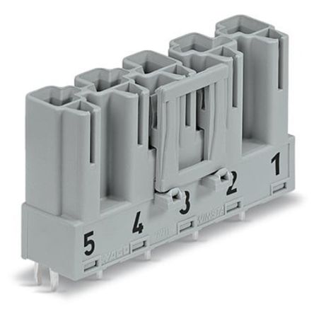 WAGO 770 Series Straight PCB PCB Header, 5 Contact(s), 10 mm Pitch, 1 Row, Shrouded