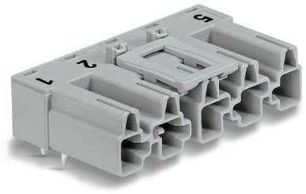 WAGO 770 Series Angled PCB PCB Header, 5 Contact(s), 10 mm Pitch, 1 Row, Shrouded