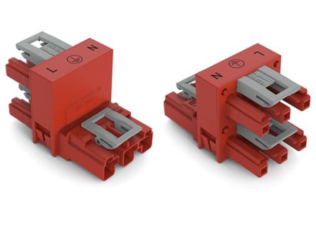 WAGO 770 Series Cable Distribution Connector Cage Clamp, 3-Pole, 25A, 3-Way, IP20