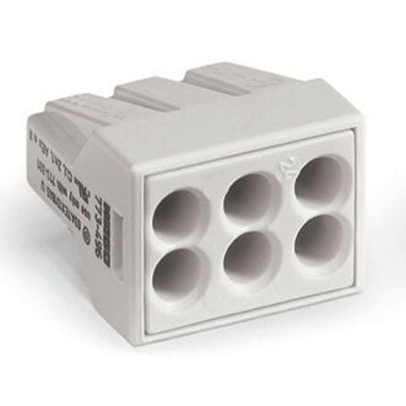 WAGO 773 Series Junction Box Connector, 6-Way, 14AWG, 18 AWG Wire, 24A Push-in