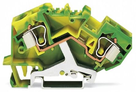WAGO 2-Way DIN Rail Earth Terminal Block, 10mm², 8AWG Wire, Cage Clamp, Polyamide Housing, Ex