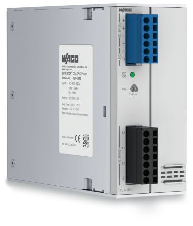 WAGO 787 Switched Mode Power Supply DIN Rail Power Supply 575V ac AC Input 24V dc, 10 A Output DC 240 W