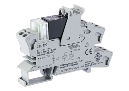WAGO 857 Series Solid State Relay, 1 A Load, DIN Rail Mount, 240 V ac/dc Load, 60V Control