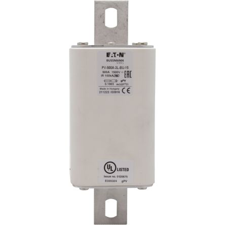 Eaton 500A Tag Fuse 201 x 74 x 74 mm 1500V, 170 mm