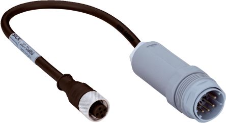 SICK Female 5 way Straight to Male 8 way M12 Connector Cable, 250 mm