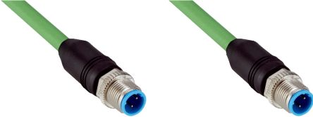 SICK Male 8 way M12, Straight to Male 4 way M12, Straight Connector Cable, 3 m