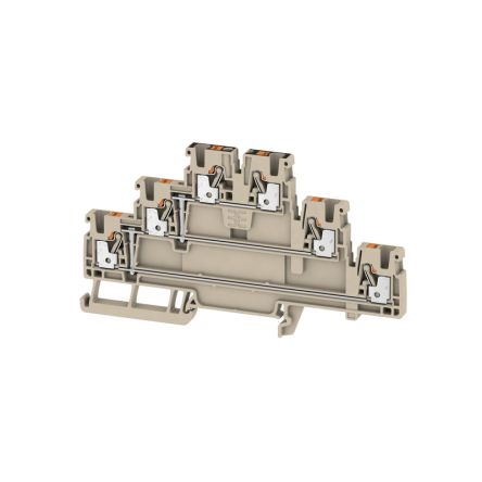 Weidmüller 2428540000 A3T Series Multi Level Terminal Block Dark Beige, 2.5mm², 3-Level, Push-in, IECEx/ATEX