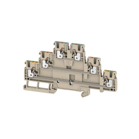 Weidmüller 2428840000 A3T Series Multi Level Terminal Block Dark Beige, 2.5mm², 3-Level, Push-in, IECEx/ATEX