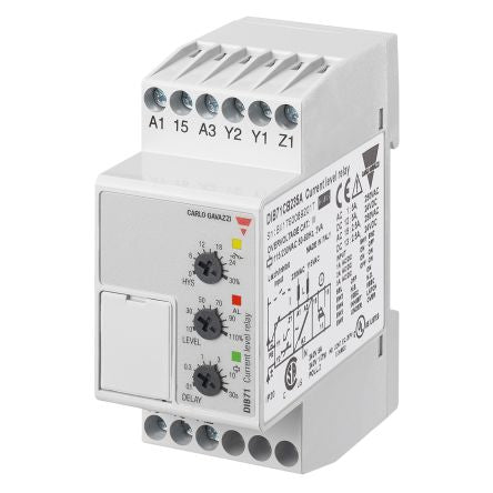 Carlo Gavazzi Monitoring Relay, 1 Phase, SPDT, DIN Rail, 0.1mA to 5A, 115V ac, 230 V ac
