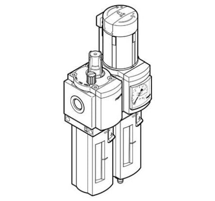 Festo 1/4 in FRL Assembly, Manual Drain, 40 μm Filtration Size Integrated Pressure Gauge