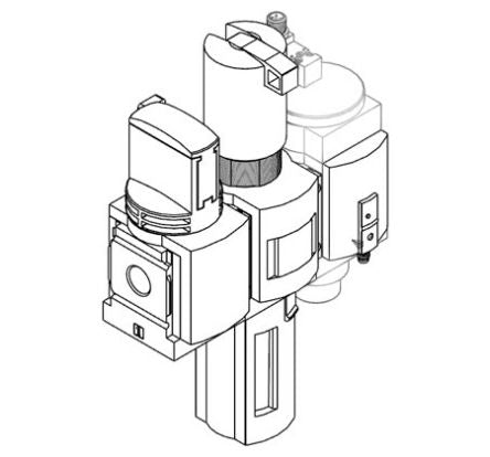 Festo FRL Assembly, Manual Drain, 40 μm Filtration Size Integrated Pressure Gauge