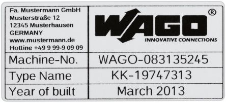 WAGO Silver Black Print Label, 99 mm Width, 500 Per Roll Qty, 99 mm